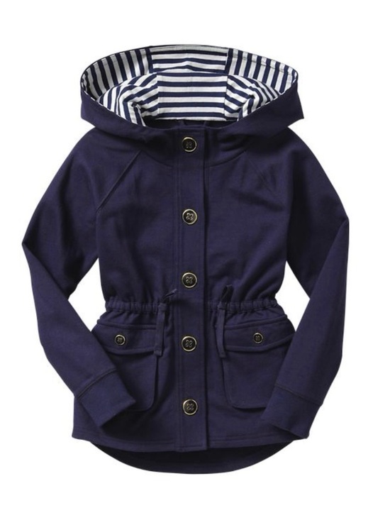 GAP Other - VTG Gap Kids Navy Blue Hooded Anorak Button Sweater Jacket Nautical Girls XS 4 5